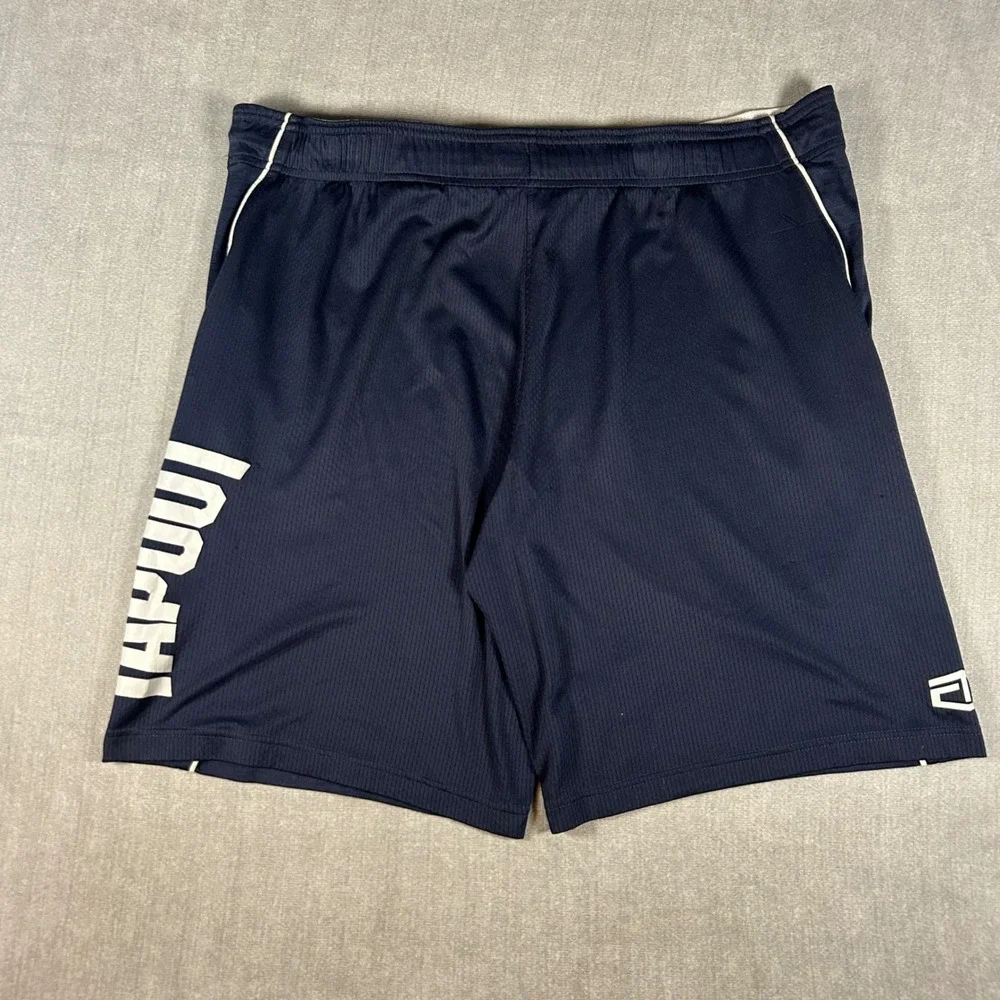 Tapout Mens Navy Blue Athletic MMA Training Shorts Size Medium Mesh Logo Gym
